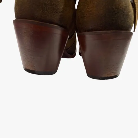 SHYANNE COLLINS TAN GRAIN LEATHER CHUNKY HEEL MEDIUM TOE COUNTRY WESTERN BOOTS