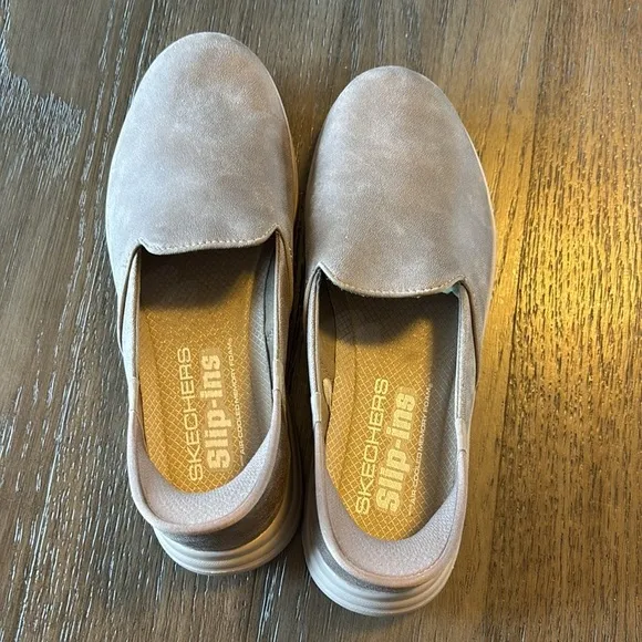 Skechers Slip-ins: On-the-GO Flex -taupe hands free  vegan leather shoes 8
