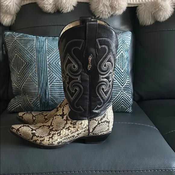 Snakeskin and Black Western Boots