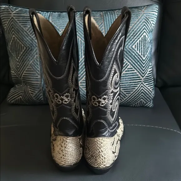 Snakeskin and Black Western Boots
