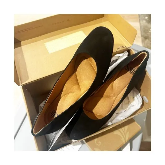 Sofft Lana Suede Block Heels Shoes Closed Toe Leather Black Size 11M NWB