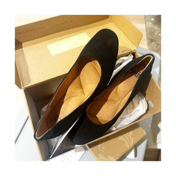 Sofft Lana Suede Block Heels Shoes Closed Toe Leather Black Size 11M NWB