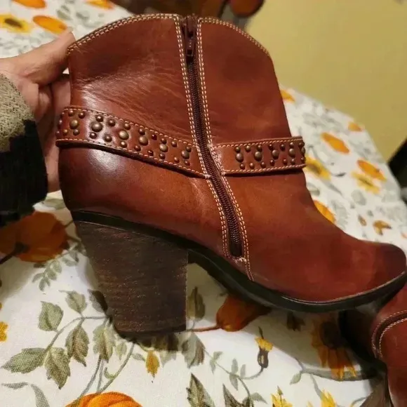 Sofft Womens Harness Ankle Boots Sz 11 Brown Leather Cowgirl Western Moto