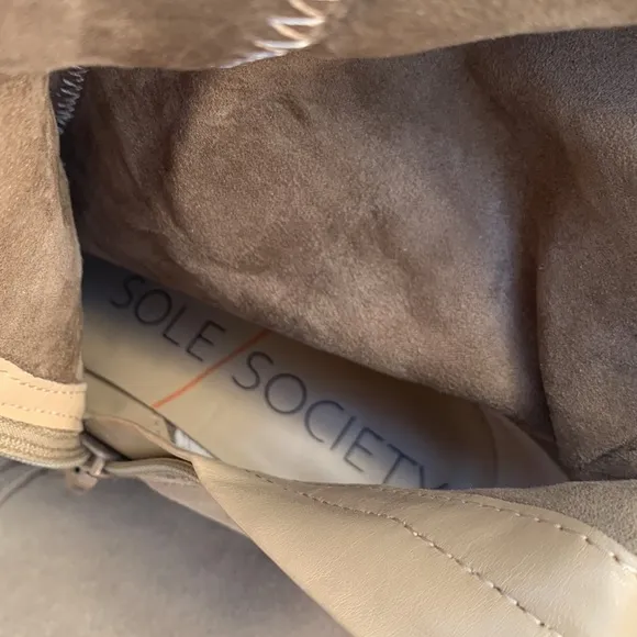 Sole Society Valentina Taupe Wedge Suede Boots