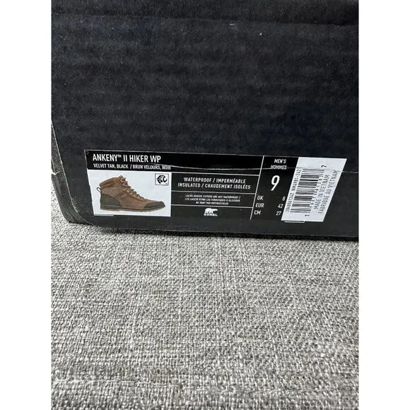 Sorel Ankeny II Hiker WP Mens Casual WP Insulated Boots Velvet Tan/Black Size 9