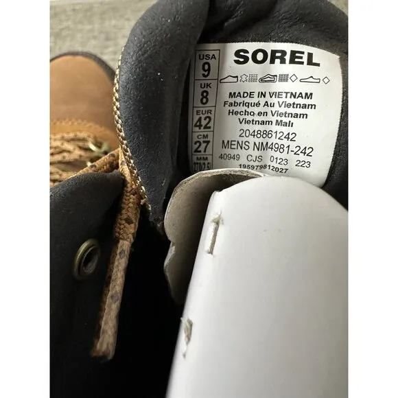 Sorel Ankeny II Hiker WP Mens Casual WP Insulated Boots Velvet Tan/Black Size 9