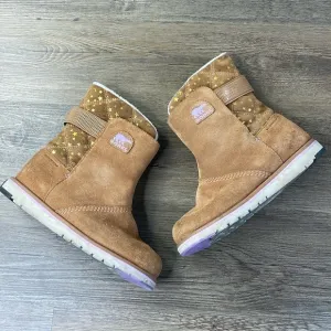 Sorel Big Kids Rylee Suede Brown Boots with Gold Stars, size Big Kid 4