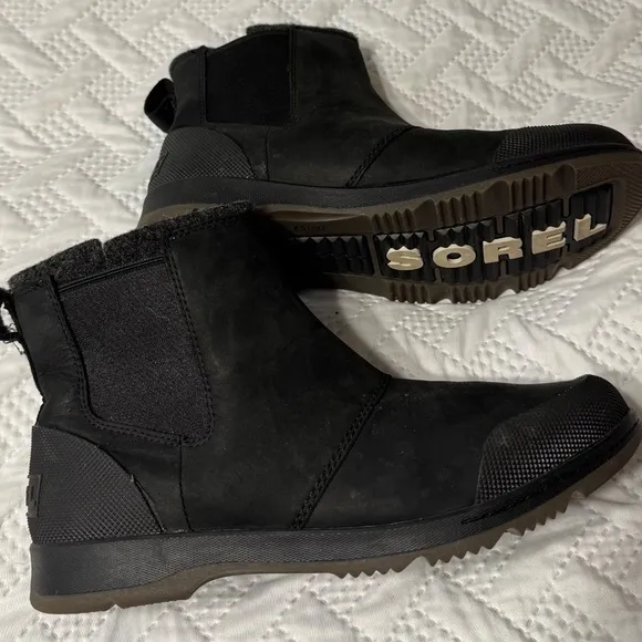 Sorel Black Ankle Boots Winter Snow Insulated Men Size 9 Woman 10.5 Warm