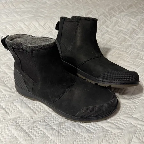 Sorel Black Ankle Boots Winter Snow Insulated Men Size 9 Woman 10.5 Warm