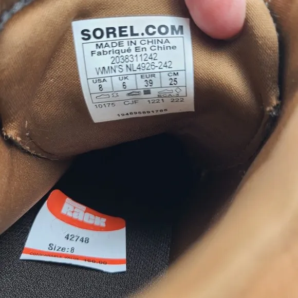 Sorel Evie ankle Boots tan Gray Suede Felt inner wedge lace up Sz 8 EU 39 new