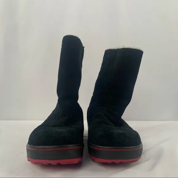 Sorel Glacy Suede Pull On Winter Snow Boots in Black Size 8