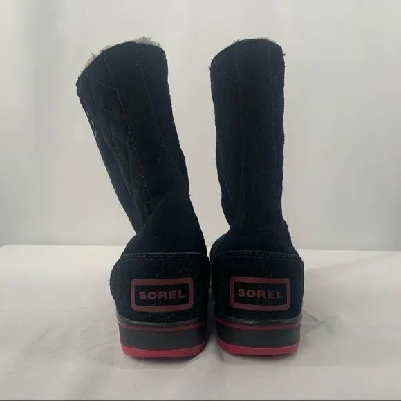 Sorel Glacy Suede Pull On Winter Snow Boots in Black Size 8