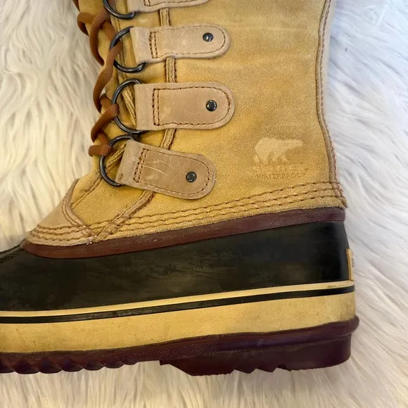 SOREL Joan of Arctic Leather Faux Fur Waterproof Knee High Winter Boots, NL1540