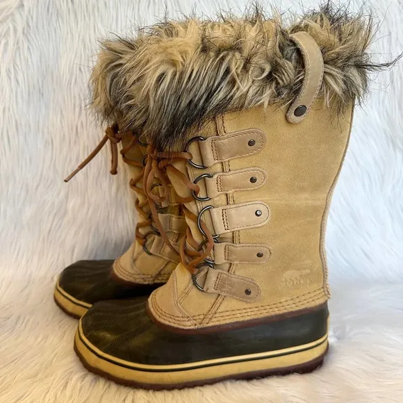 SOREL Joan of Arctic Leather Faux Fur Waterproof Knee High Winter Boots, NL1540