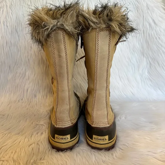 SOREL Joan of Arctic Leather Faux Fur Waterproof Knee High Winter Boots, NL1540