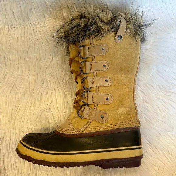 SOREL Joan of Arctic Leather Faux Fur Waterproof Knee High Winter Boots, NL1540