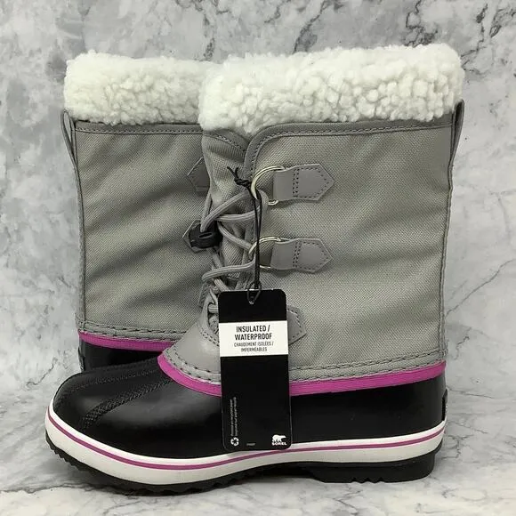 Sorel Kid 2 Chrome Grey/Black Yoot Pac Nylon Winter Snow Boots Waterproof BR3-16