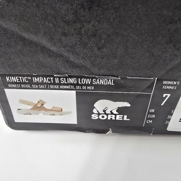 Sorel Kinetic Impact II Sling Low Sandal Honest Beige Sea Salt NIB Size 7 NEW