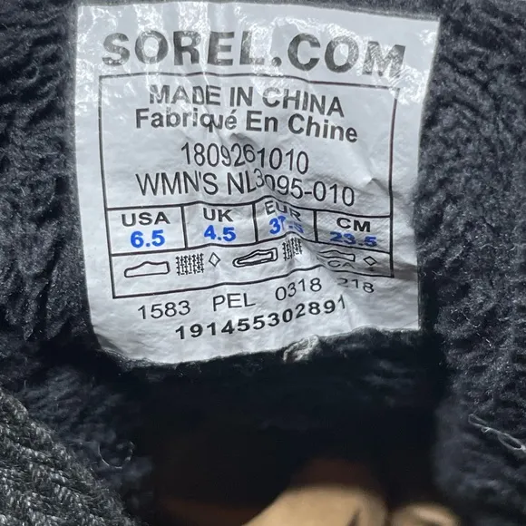 Sorel Kinetic Short Lace-Up Boots Booties Waterproof Insulated 6.5 Black
