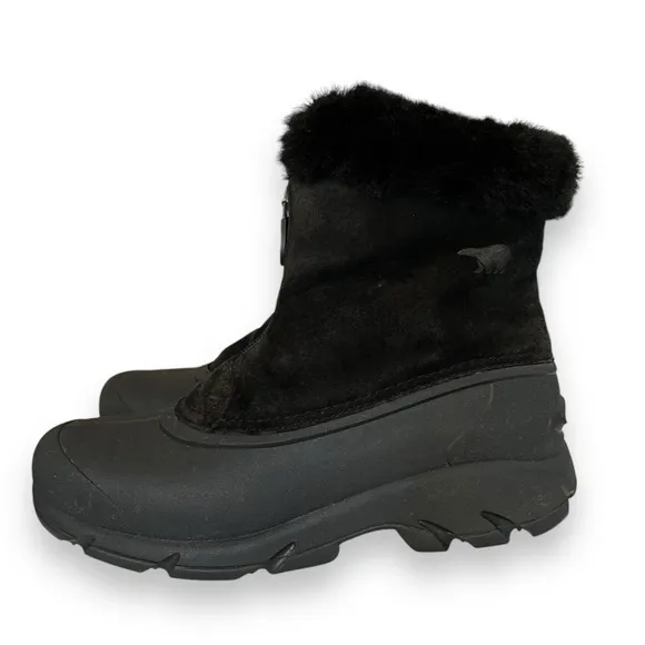 Sorel Snow Angel Zip Black Suede Leather Waterproof Faux Fur Insulated Boot 6