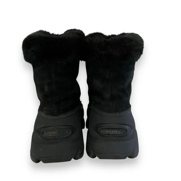 Sorel Snow Angel Zip Black Suede Leather Waterproof Faux Fur Insulated Boot 6