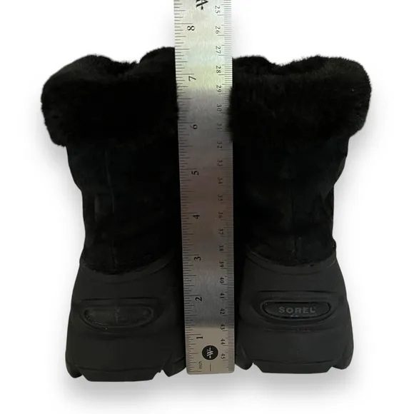 Sorel Snow Angel Zip Black Suede Leather Waterproof Faux Fur Insulated Boot 6