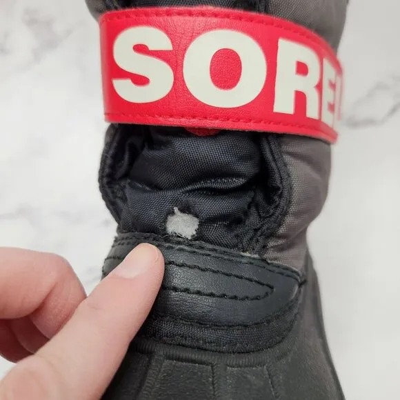 Sorel Snow Command Winter Snow Boots Black Red Waterproof Toddler Boys 9