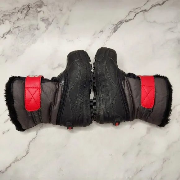 Sorel Snow Command Winter Snow Boots Black Red Waterproof Toddler Boys 9