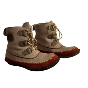 Sorel Suede Joplin Boots Tan beige rust terracotta red orange gorpcore size 6.5