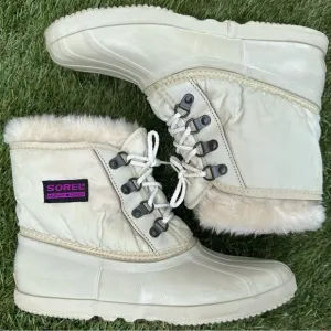 Sorel Vintage 90’s Kaufman Manitou Lace Up Ankle Insulated Winter Fur Duck Boots