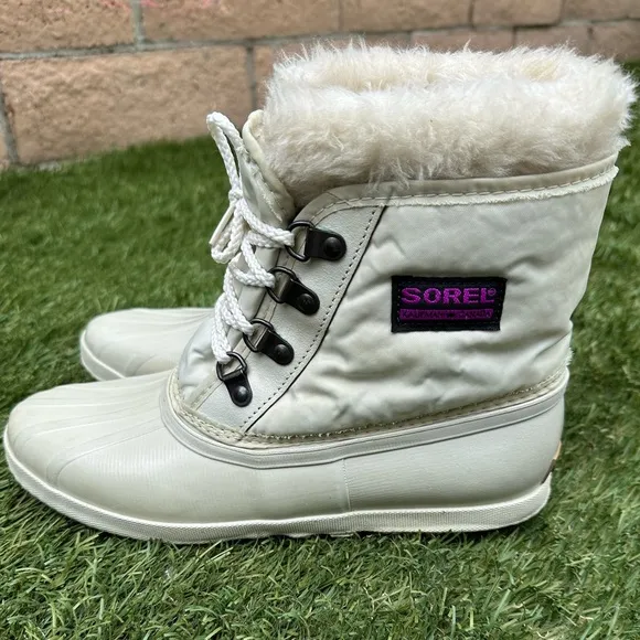 Sorel Vintage 90’s Kaufman Manitou Lace Up Ankle Insulated Winter Fur Duck Boots