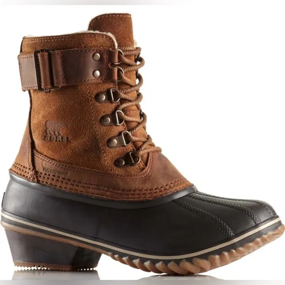 SOREL Winter Fancy Lace Il Leather Waterproof Short Boot in Grizzly Sz 8