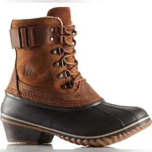 SOREL Winter Fancy Lace Il Leather Waterproof Short Boot in Grizzly Sz 8