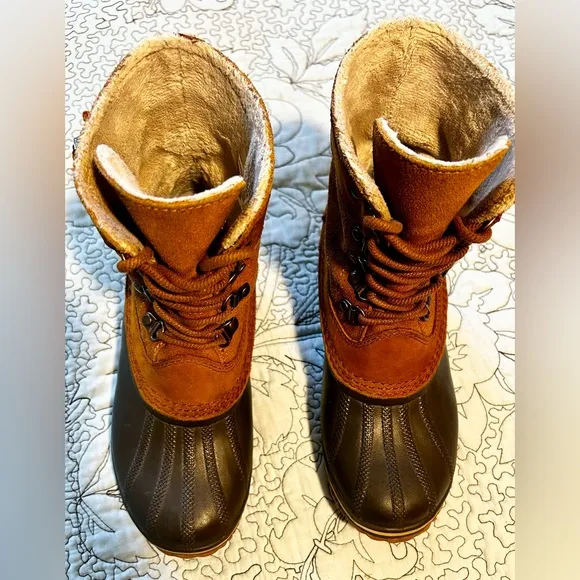 SOREL Winter Fancy Lace Il Leather Waterproof Short Boot in Grizzly Sz 8