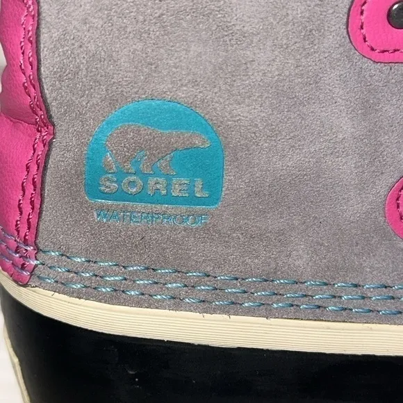Sorel Winter Snow Insulated Waterproof Pink Gray Lace Up Boots WOMENS SIZE 6
