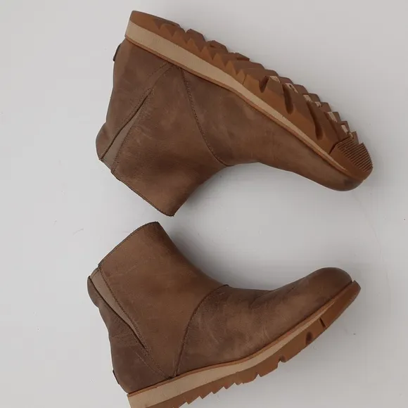Sorel Women Tan Leather Ankle Boots Casual Office Casual 8 Y2k