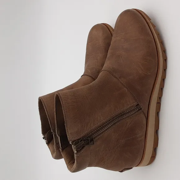Sorel Women Tan Leather Ankle Boots Casual Office Casual 8 Y2k
