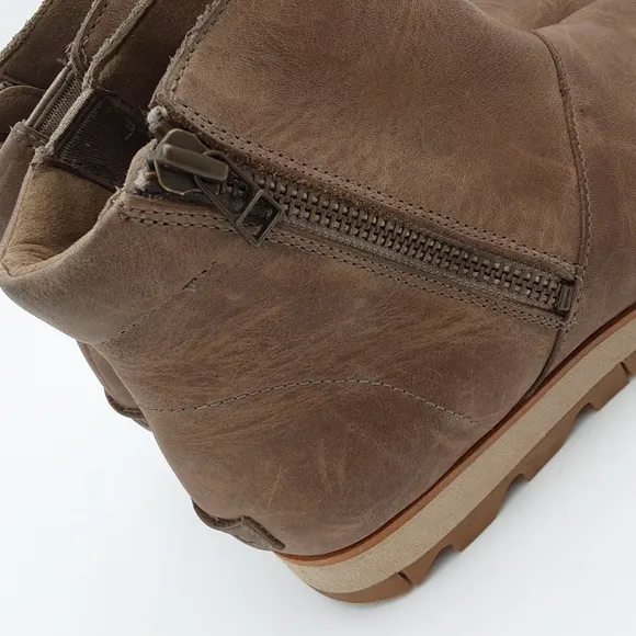 Sorel Women Tan Leather Ankle Boots Casual Office Casual 8 Y2k