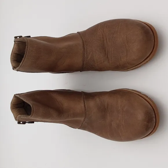Sorel Women Tan Leather Ankle Boots Casual Office Casual 8 Y2k