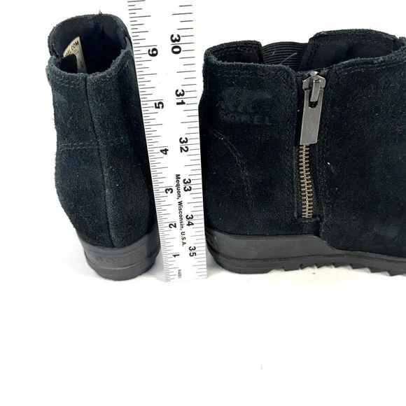 Sorel Womens Black Suede Evie Zip Wedge Boots Bootie Size 5 US LL4726-010