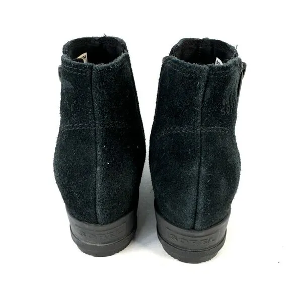Sorel Womens Black Suede Evie Zip Wedge Boots Bootie Size 5 US LL4726-010