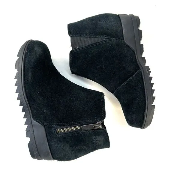 Sorel Womens Black Suede Evie Zip Wedge Boots Bootie Size 5 US LL4726-010