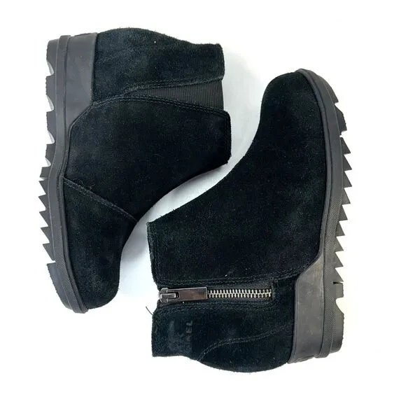 Sorel Womens Black Suede Evie Zip Wedge Boots Bootie Size 5 US LL4726-010