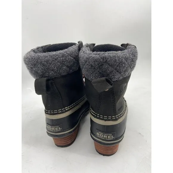 Sorel Women's Slimpack II Lace Black Waterproof Duck Boots Size 5 NWT