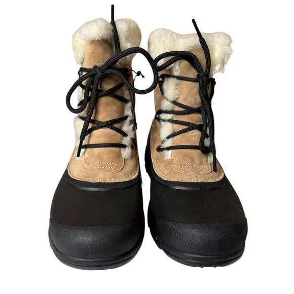 Sorel Womens Suede Snow Angel Waterproof Winter Boots Size US 11 Tan And Black