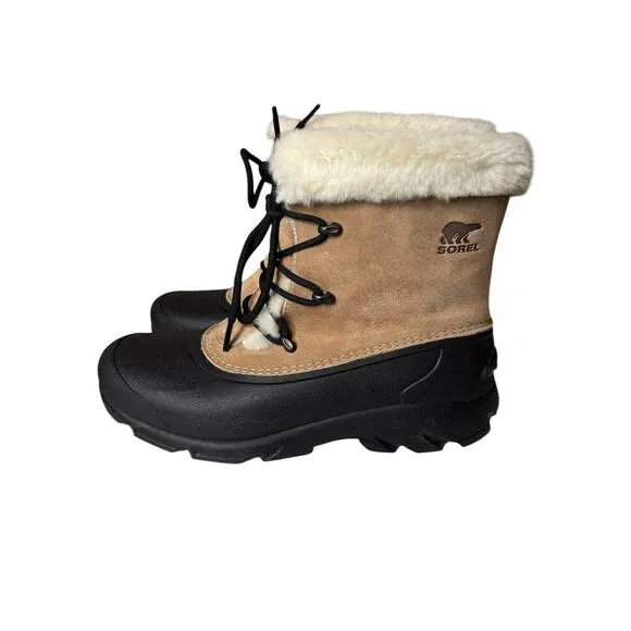 Sorel Womens Suede Snow Angel Waterproof Winter Boots Size US 11 Tan And Black