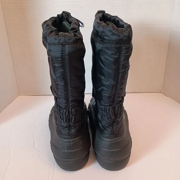Sorel Youth Flurry Cold Weather/Snow Boots Black/Blue Trim Bungee Closure Kids 5