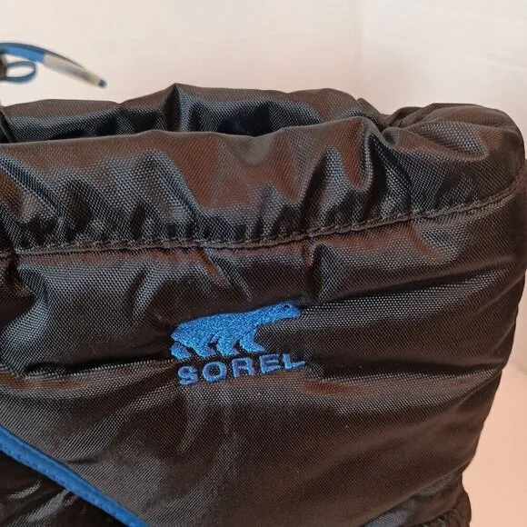 Sorel Youth Flurry Cold Weather/Snow Boots Black/Blue Trim Bungee Closure Kids 5
