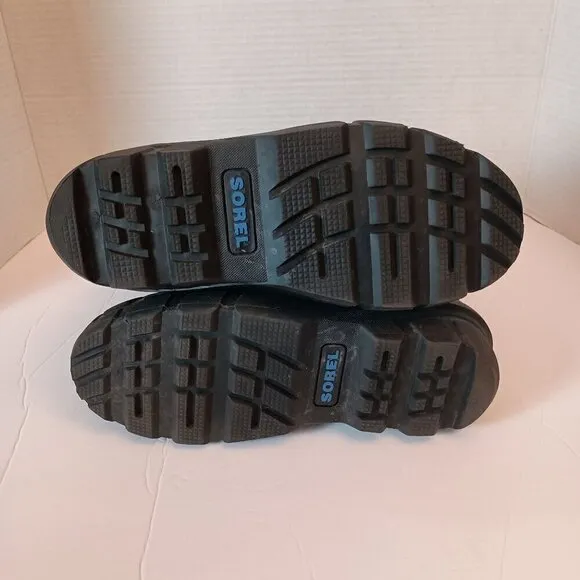 Sorel Youth Flurry Cold Weather/Snow Boots Black/Blue Trim Bungee Closure Kids 5