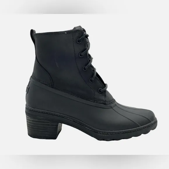 Sperry Saltwater Black Heeled Ankle Boot Size 9